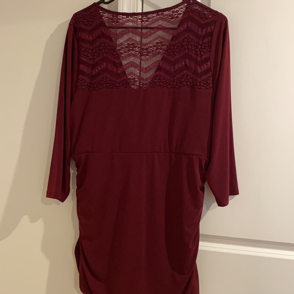 Torrid burgundy shirred lace inset surplice top - Picture 8 of 8